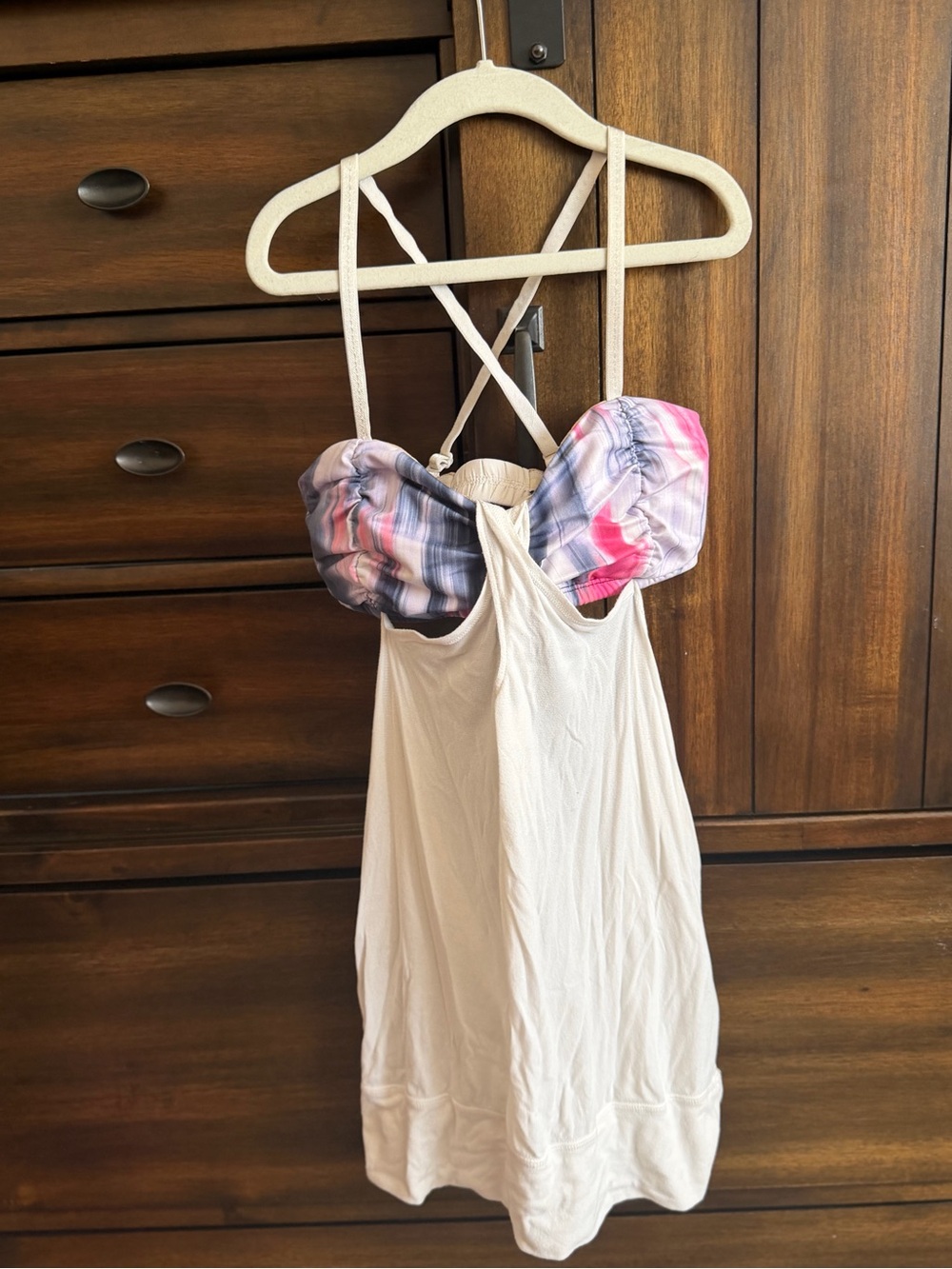 lululemon athletica white Tank with Pink and Purple bust